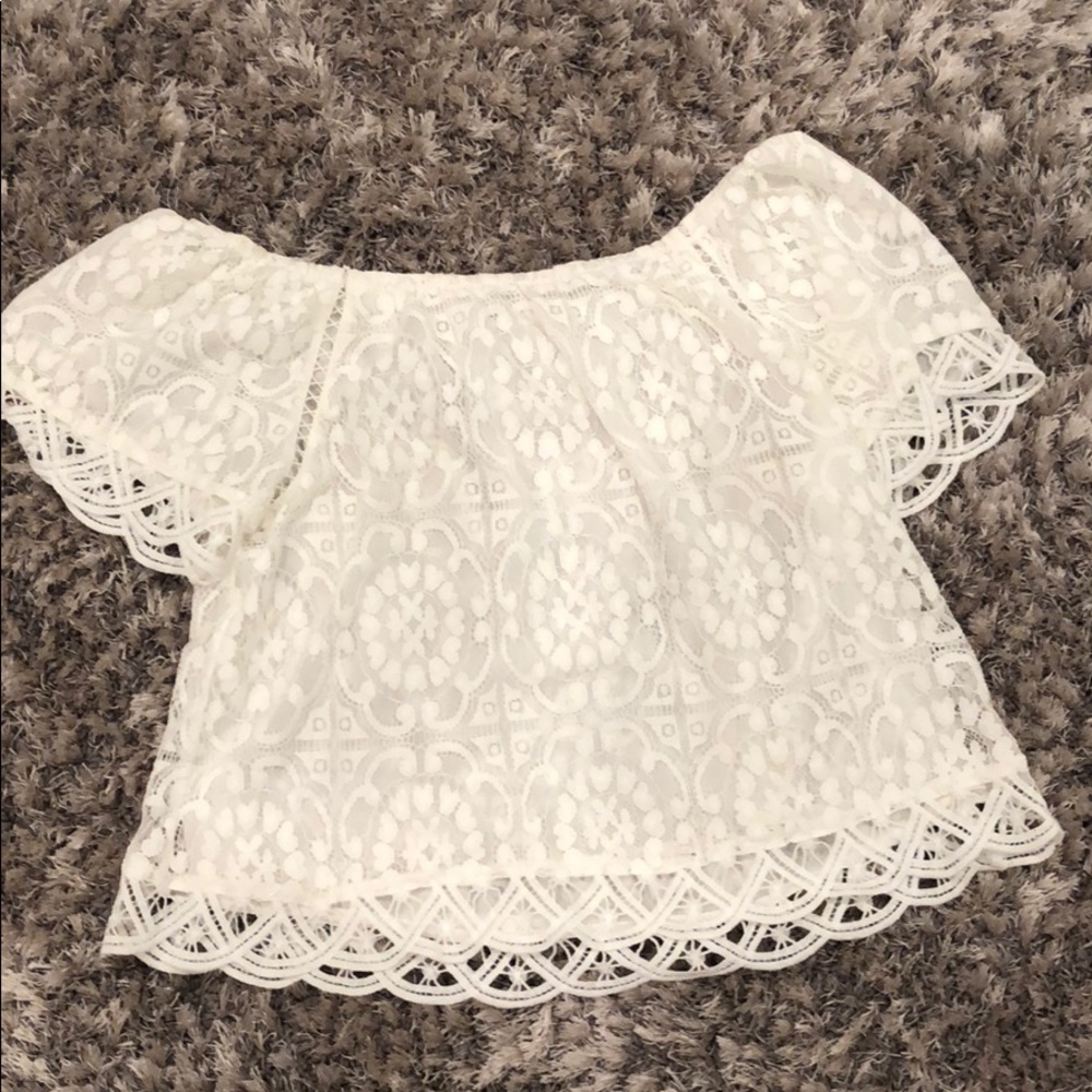 B.B. Dakota white lace off shoulder top